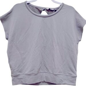 Athleta Be Open women’s Large short sleeve French Terry open back gray top